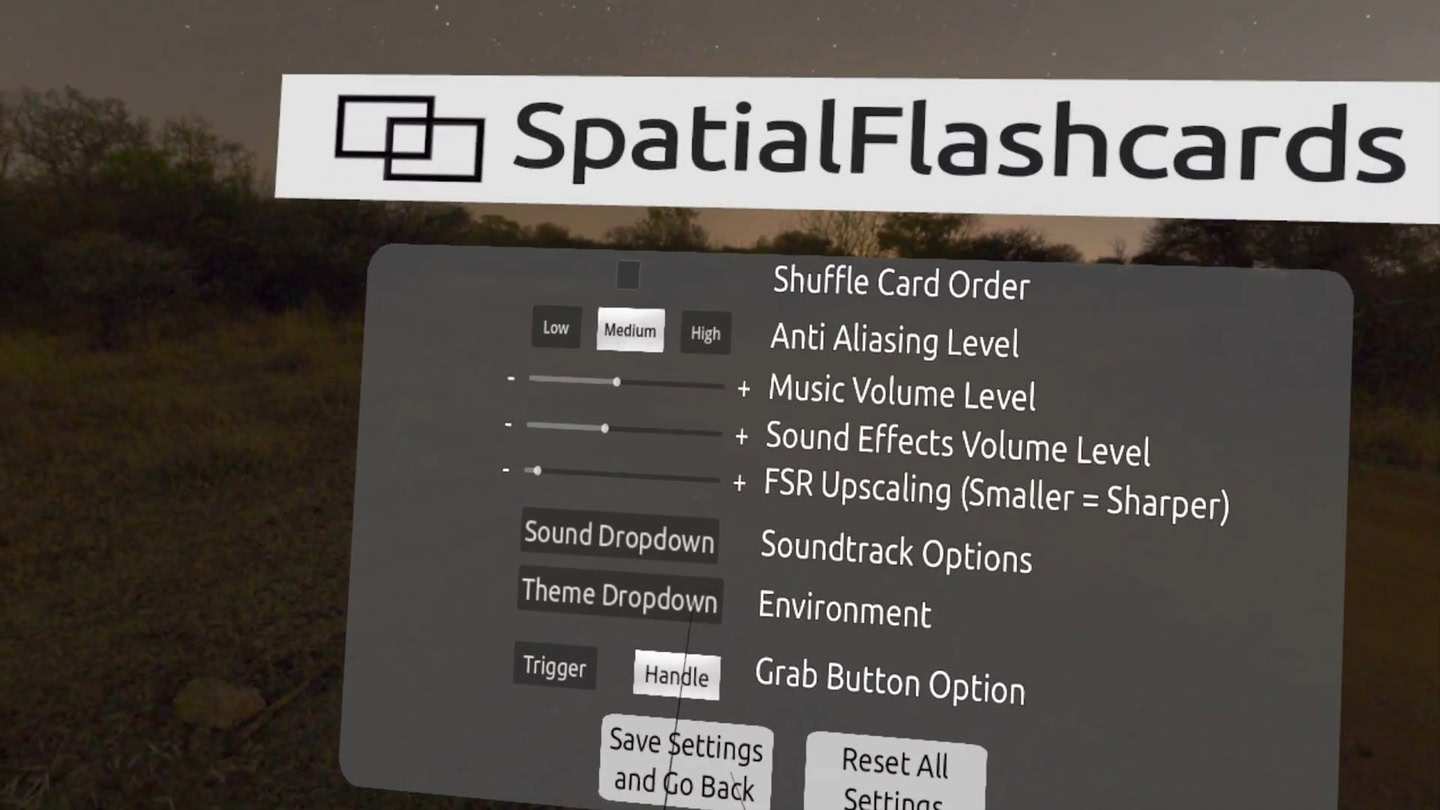 Oculus Quest 游戏《空间抽认卡》Spatial Flashcards